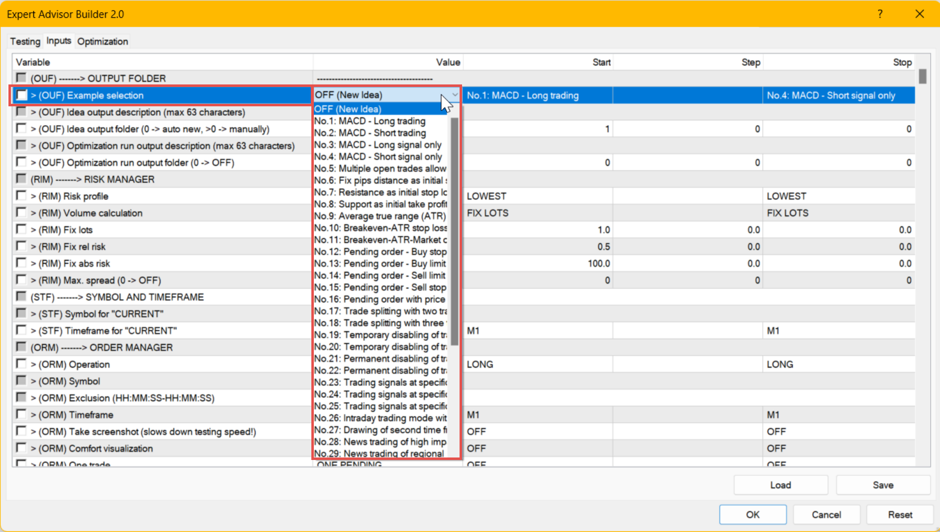 MetaTrader 4, Selection of an example.png