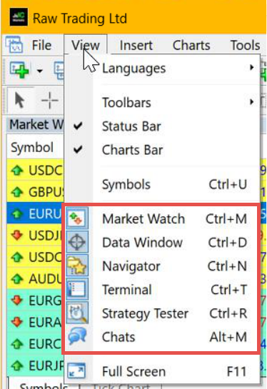 MetaTrader enable and disable views.png