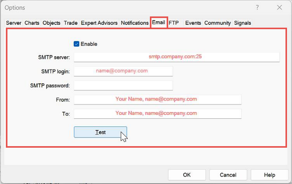 Configuration, Inspector, MetaTrader notification settings for emails.png