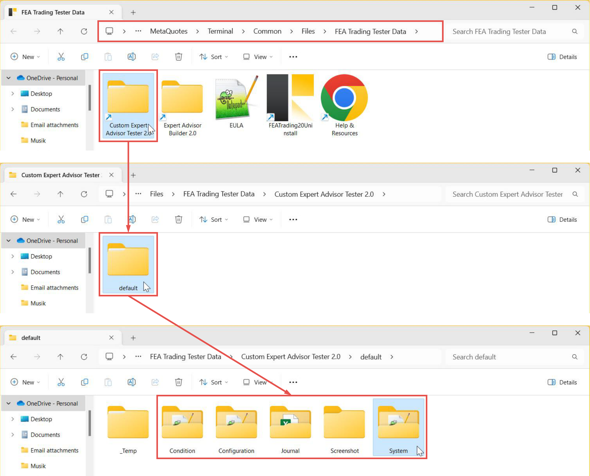 Live input and output folders used by the Custome Expert Advisor.png