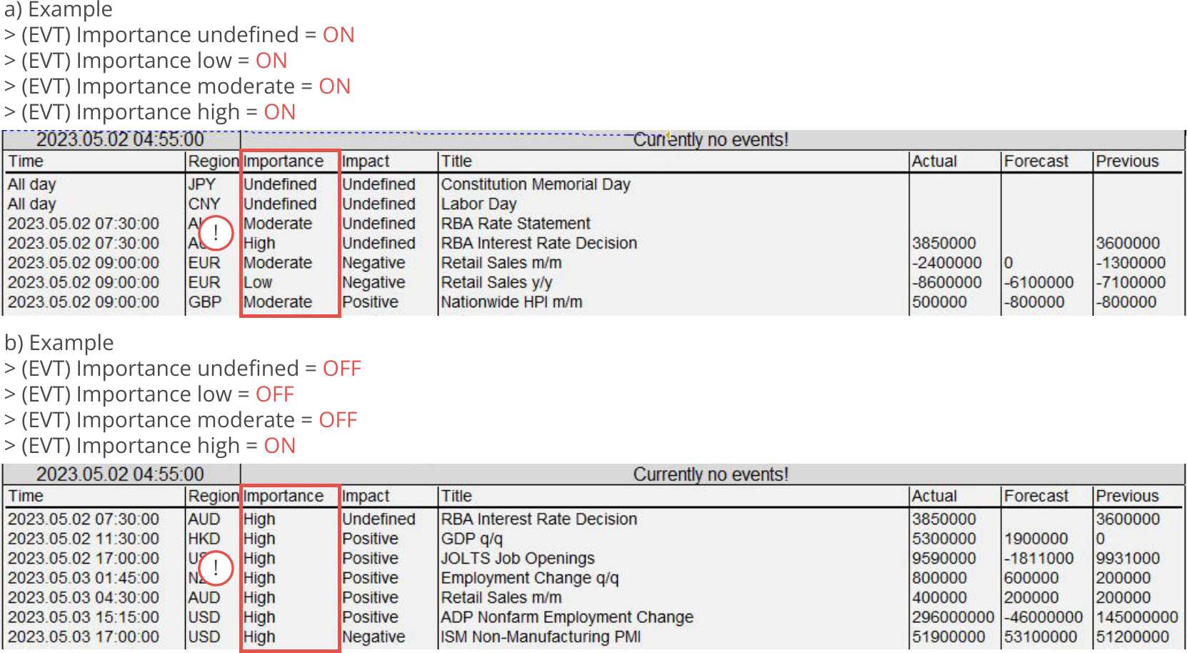 Configuration, Events, Events filtered by importance.png