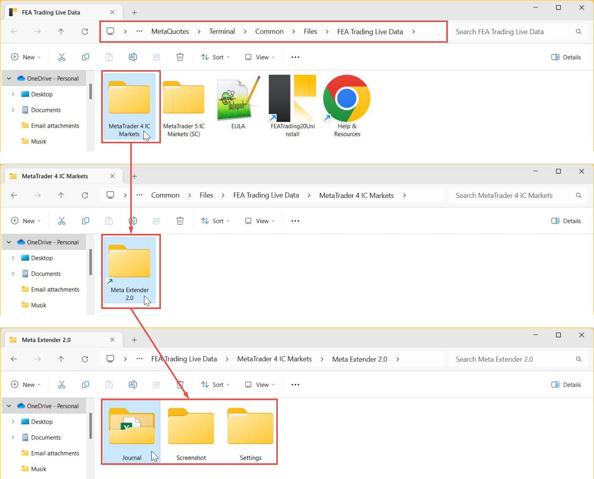 Input and output folders used by the Meta Extender.png