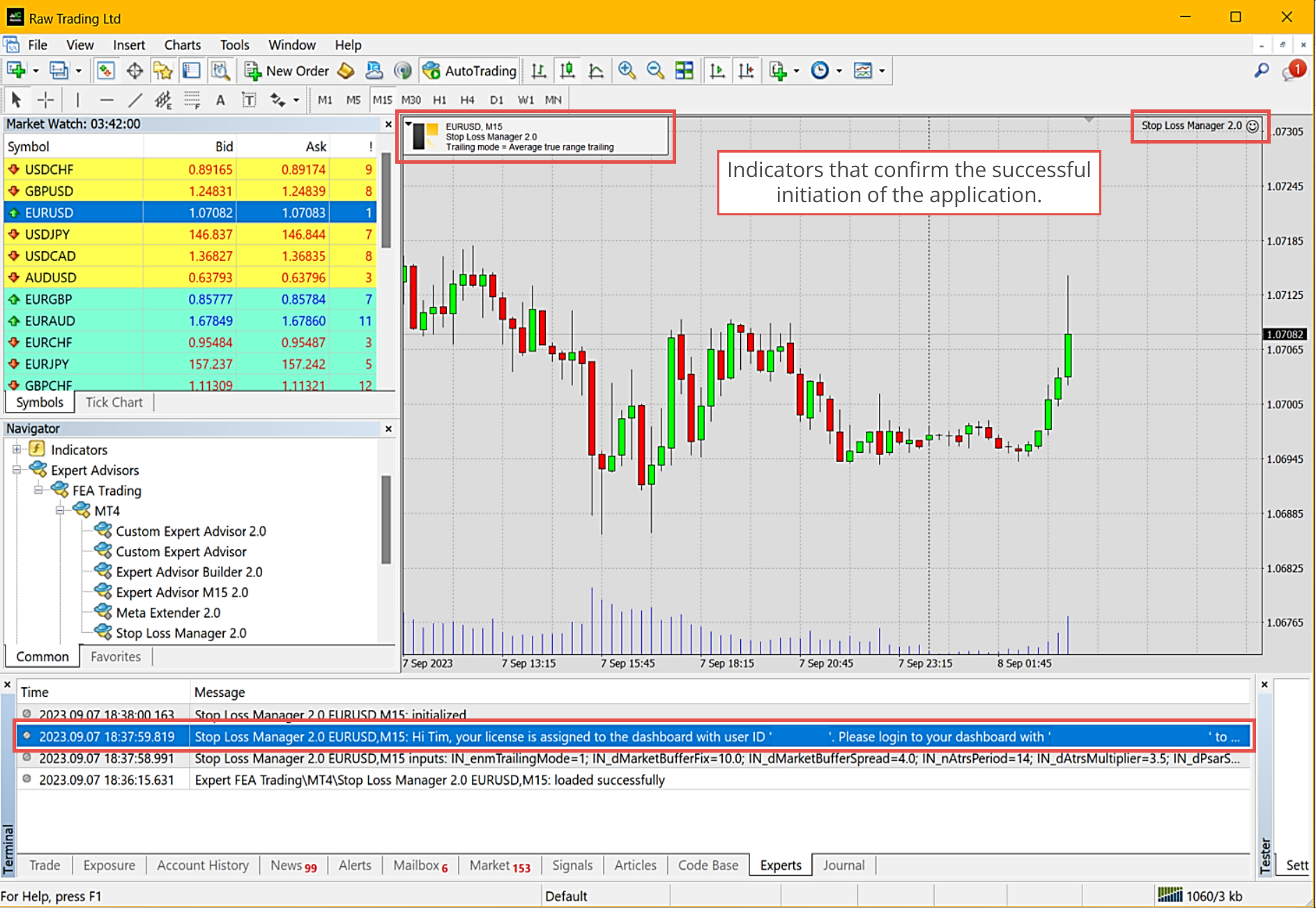 MetaTrader, Application welcome message.png