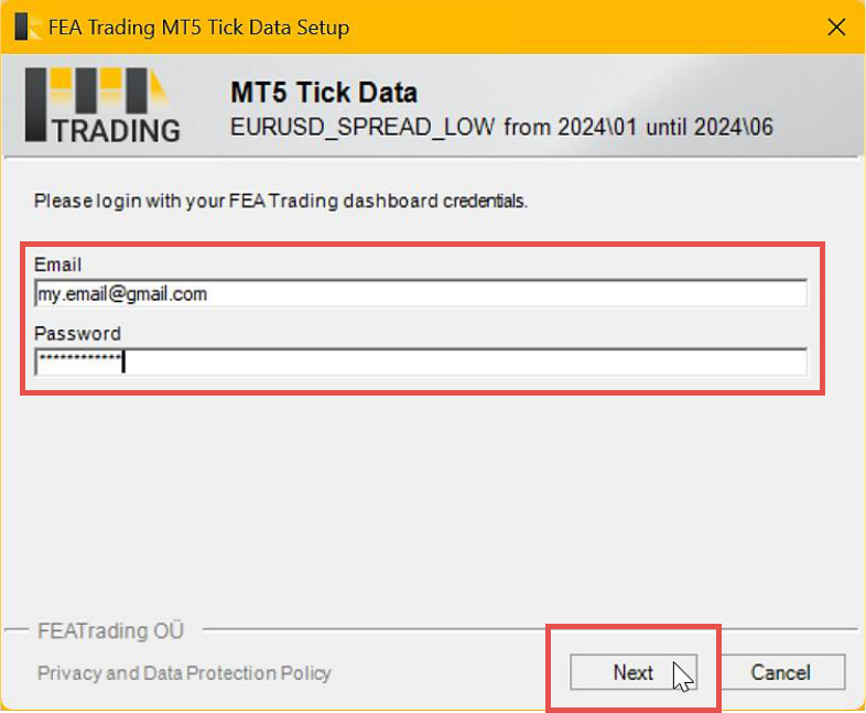 Login with FEA Trading dashboard credentials.png